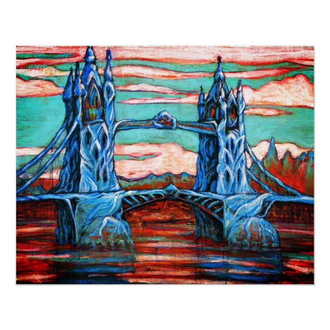 Póster Growing Tower Bridge em uma fantasia Londres (Frente)