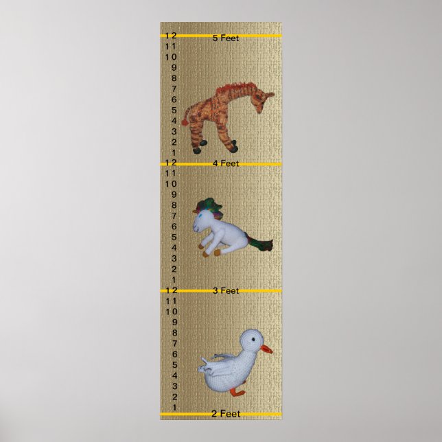 Poster Growth Chart - Duck, Unicorn, Giraffe Dolls (Frente)