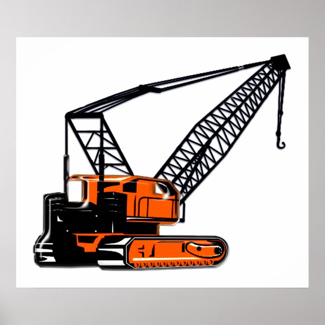 Poster Grua de Construção Laranja (Frente)
