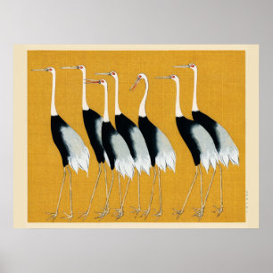 Poster Gruas Místicas: Harmonia em Dourado