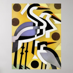 Poster Gruas No Estilo Geométrico De Arte De Abstrato, A