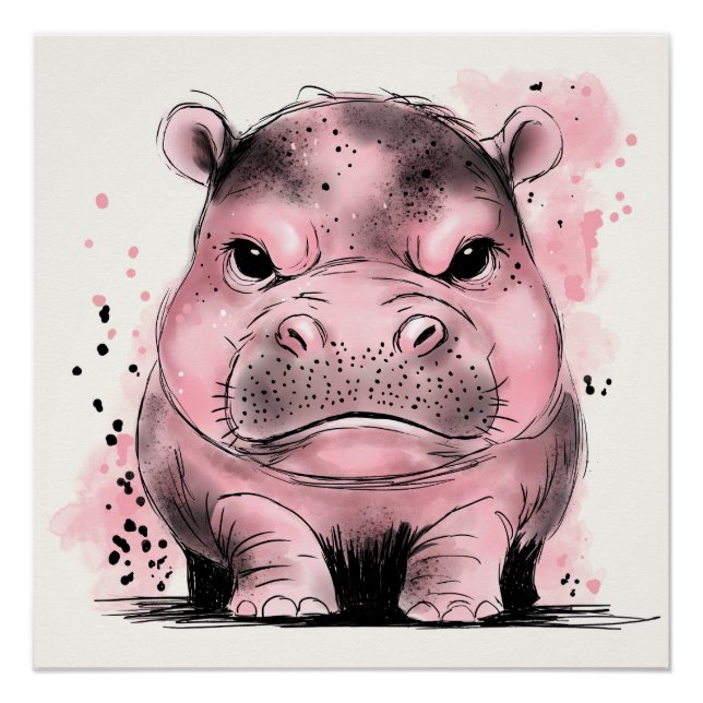 Póster Grumpy Baby Hippo (Frente)