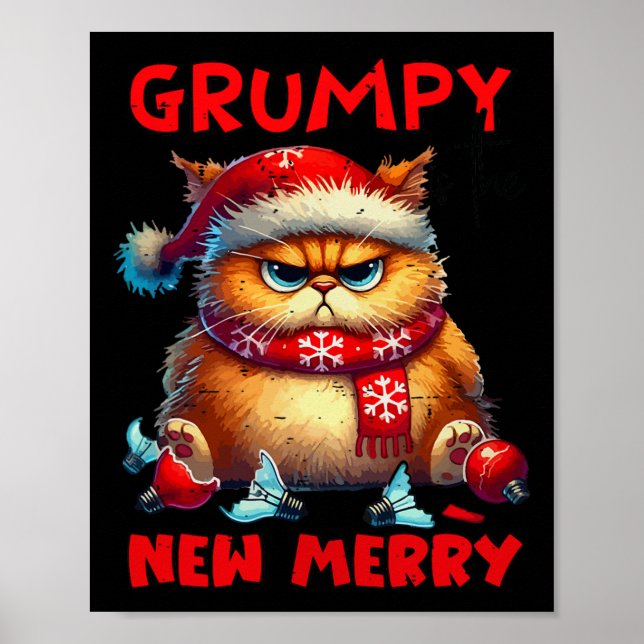 Poster Grumpy É O Novo Feliz Gato De Natal Sarcástico Cu (Frente)