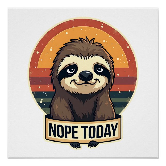 Póster Grumpy Sloth Vintage Funny Retro Shirt Design (Frente)