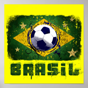 Póster Grunge 2014, bandeira mundial de xícara de futebol