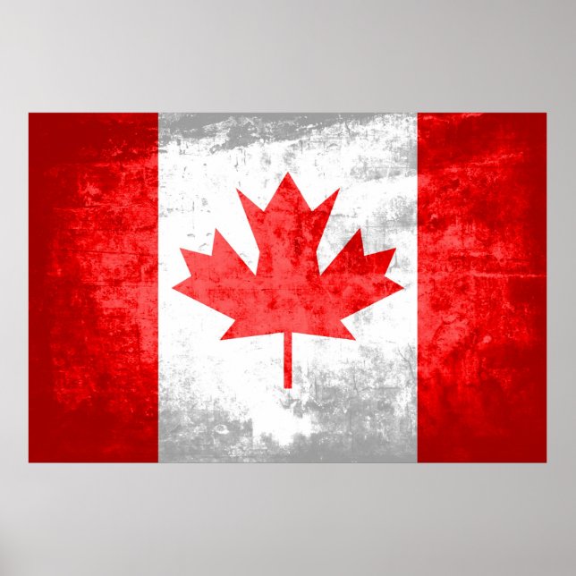 Póster Grunge Canadian Flag (Frente)