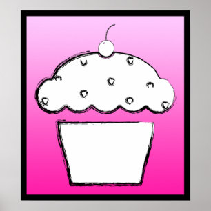 Póster grunge cherry cupcake