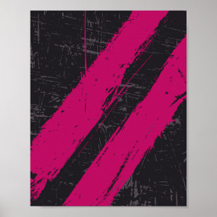 Poster Grunge Cor-de-rosa Traço Abstrato do Pincel