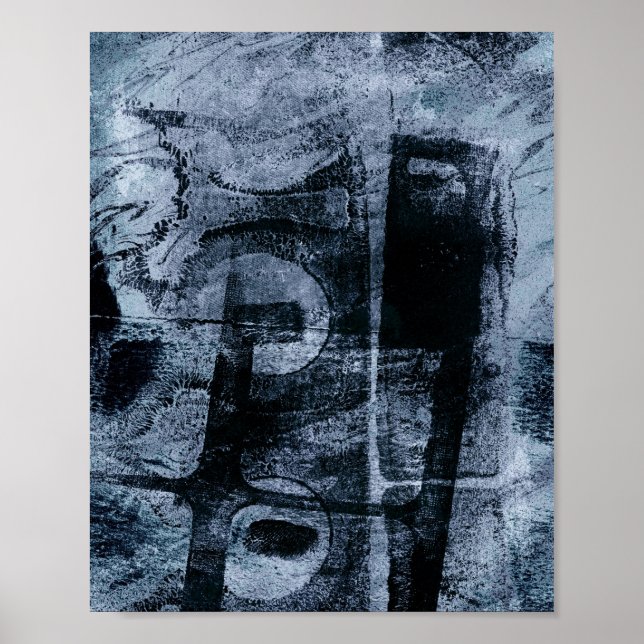 Poster Grunge de Grafite pintado | Marinho escuro e azul  (Frente)
