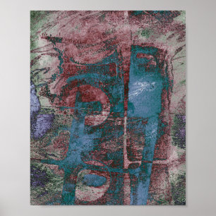 Poster Grunge de Grafite pintado Ruim Vermelho Azul Tau