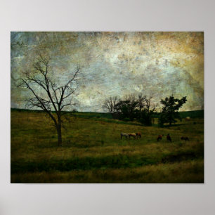 Póster Grunge do pasto do cavalo