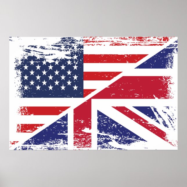 Póster Grunge English Flag (Frente)