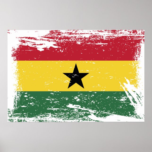 Póster Grunge Ghana Flag (Frente)