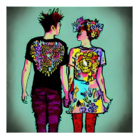 Grunge Grunge Punk Rock Casal Segurando Mãos Arte