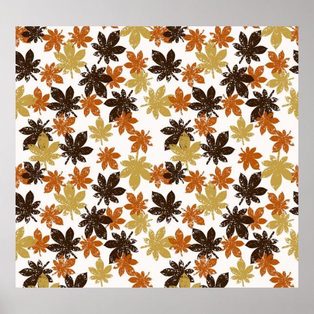 Poster Grunge Leaf: Padrão De Fundo Invisível. (Frente)