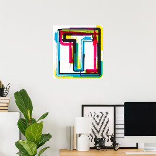 Poster Grunge - Letra T Negrito Tipografia Urbana Colorid