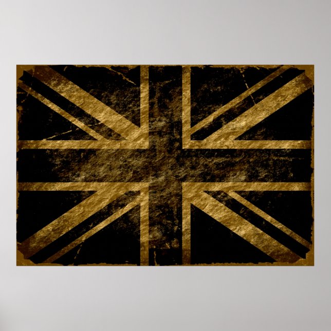 Póster Grunge Reino Unido Flag 4 (Frente)