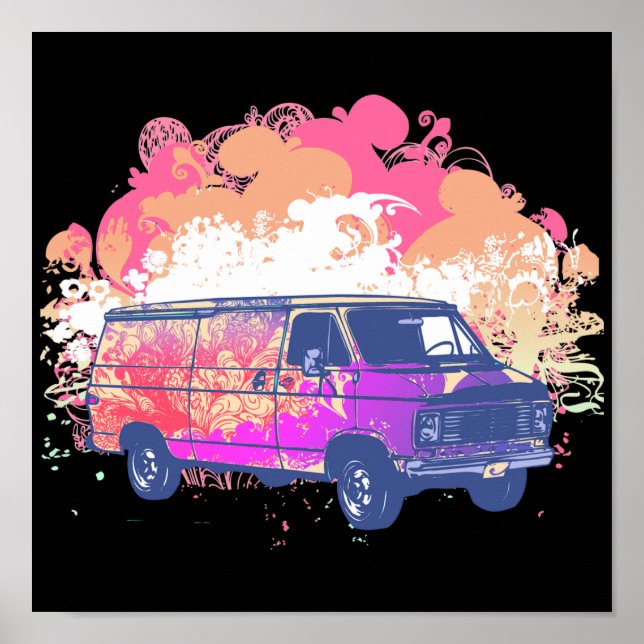 Poster grunge retro hippie van (Frente)