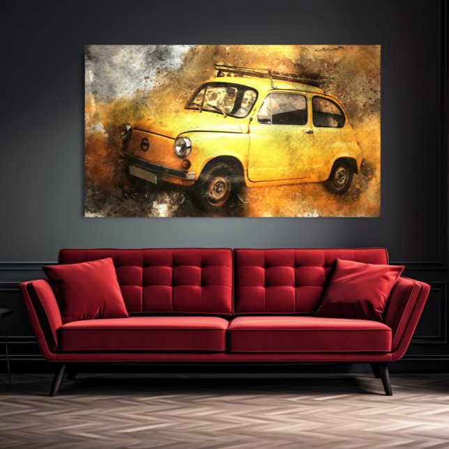Poster Grunge Yellow Carro vintage Automobile Wall Art (Criador carregado)