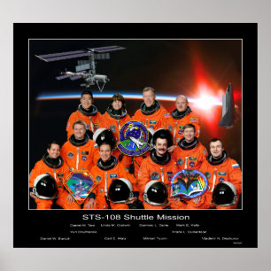 Poster Grupo da missão do vaivém espacial STS-108 com