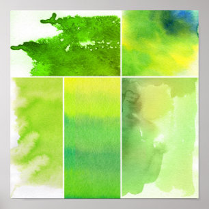 Poster Grupo de abstrato da aguarela pintado mão