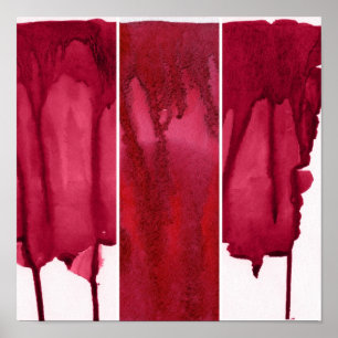 Póster Grupo de abstrato vermelho da aguarela pintado mã