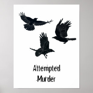 Poster Grupo de Aves Assassinas de Corvos Silhueta Negra