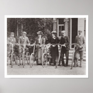Póster Grupo de bicyclists de Edwardian, 1900s adiantados