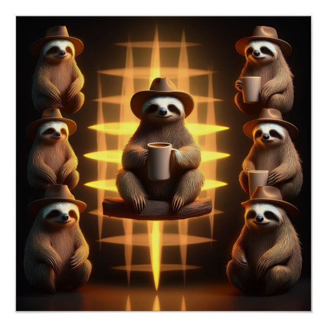 Póster Grupo De Café De Bebendo De Lama (Frente)