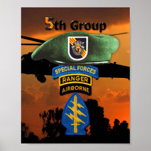 Póster Grupo de Forças Especiais de 5 SFG SF Veterans LRR
