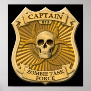 Poster Grupo de trabalho do zombi - capitão Crachá