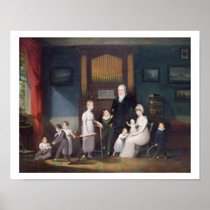 Poster Grupo em um interior, c.1800 da família