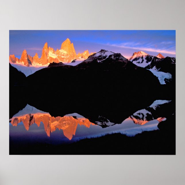 Poster Grupo Fitz Roy Refletido em Lagos Glaciais (Frente)