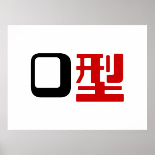 Poster Grupo Sanguíneo O Japonês Kanji