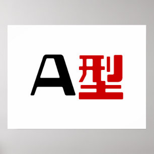 Poster Grupo sanguíneo um Kanji japonês