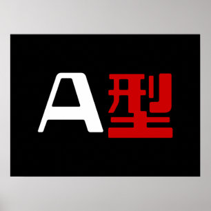 Póster Grupo sanguíneo um Kanji japonês