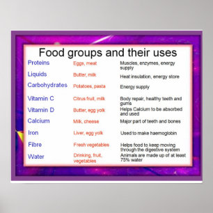 Poster Grupos da ciência, de comida e seus usos