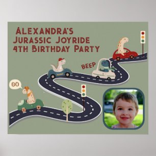 Poster Grupos Pré-Históricos de Dinossauros Coloridos Con