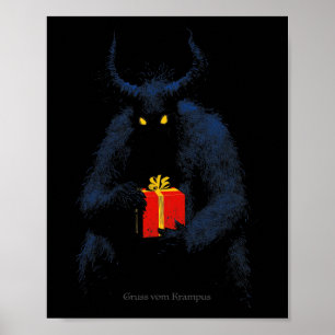 Poster Gruss Vom Krampus Horns Holiday Vintage