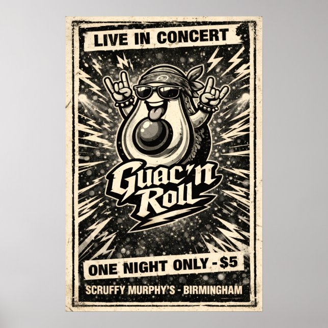 Poster Guac 'n Roll - Guac Pack - Foodie Fiends (Frente)