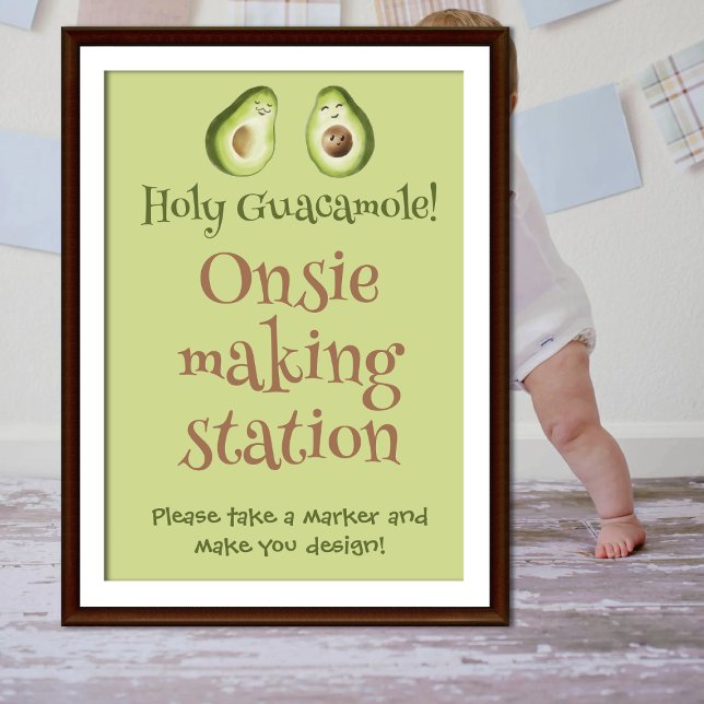 Poster Guacamole Avocado Fiesta - Chá de fraldas Onsie Ga (Criador carregado)