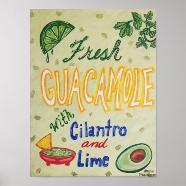 Poster Guacamole fresca com Cilantro e Limão (Frente)