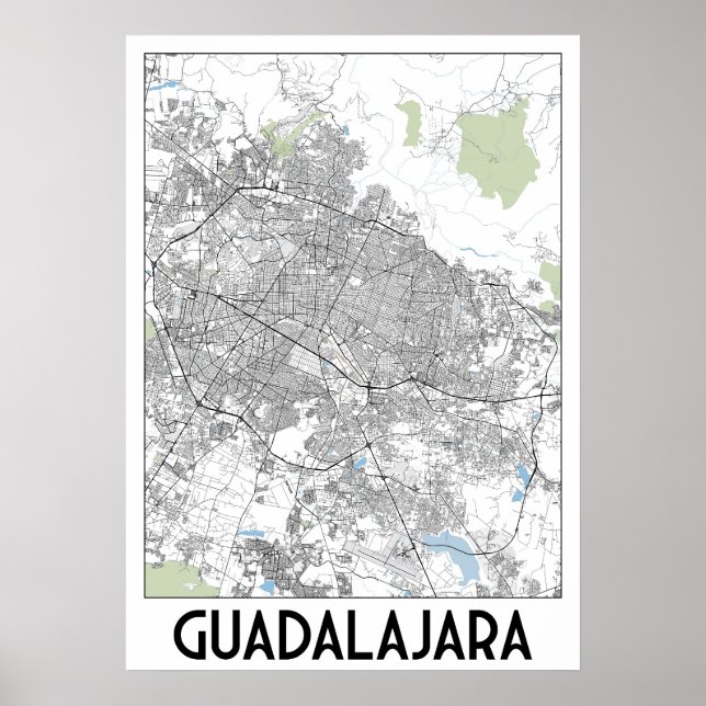 Poster Guadalajara, mapa do México (Frente)
