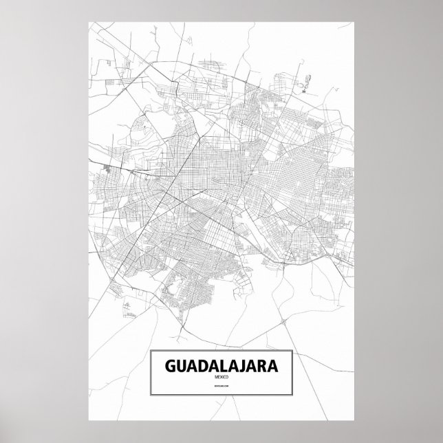 Poster Guadalajara, México (preto a branco) (Frente)