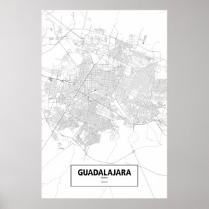 Poster Guadalajara, México (preto no branco)