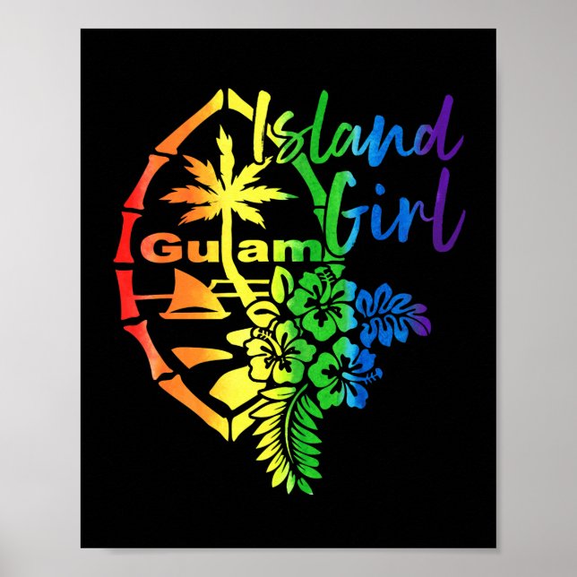 Poster Guam Flower Island Guamanian Girl (Frente)