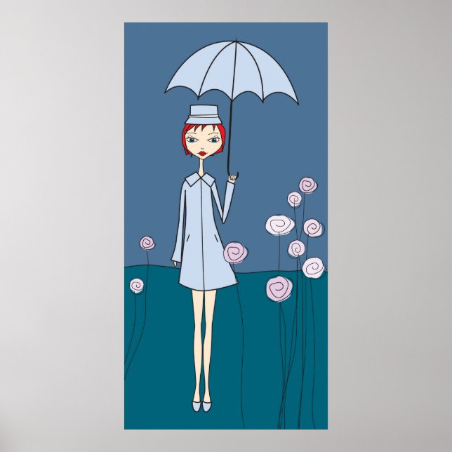 Poster guarda-chuva azul (Frente)