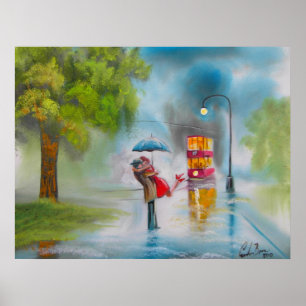 PÓSTER GUARDA-CHUVA DE BEIJO DO BONDE DO CASAL DO DIA