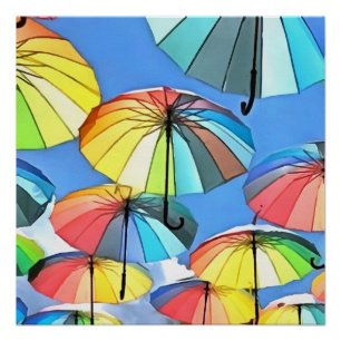 Póster Guarda-Chuva Flutuante Céu Caprichoso Arte de Para
