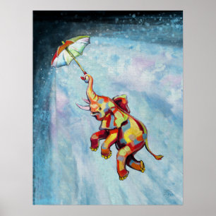 Póster Guarda-chuvas Elefante (design atualizado)